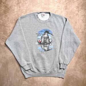 Disney Store Eeyore Rainy Days Are A Time For Reflection Sweatshirt Gray Men's L